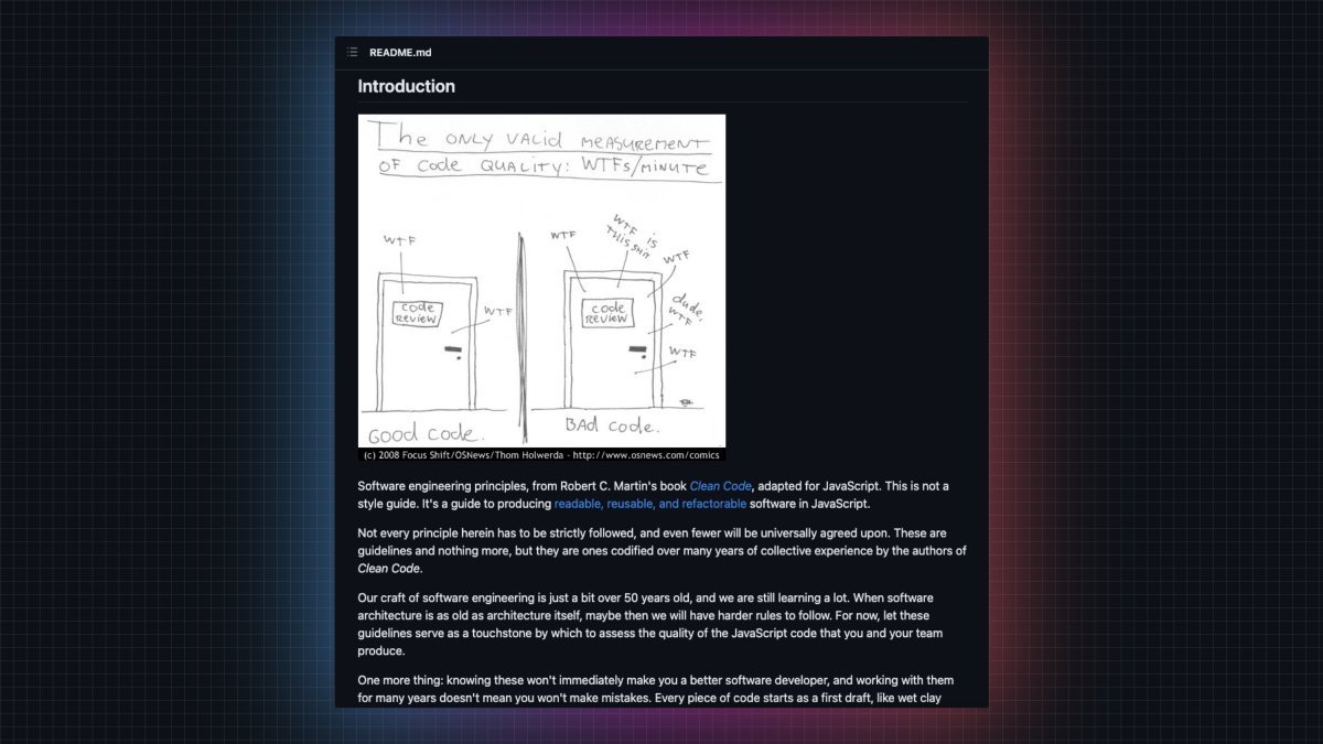 Prathkum's tweet image. 3. Clean Code JavaScript

Guide to producing readable, reusable, and refactorable software in JavaScript.

🔗 github.com/ryanmcdermott/…