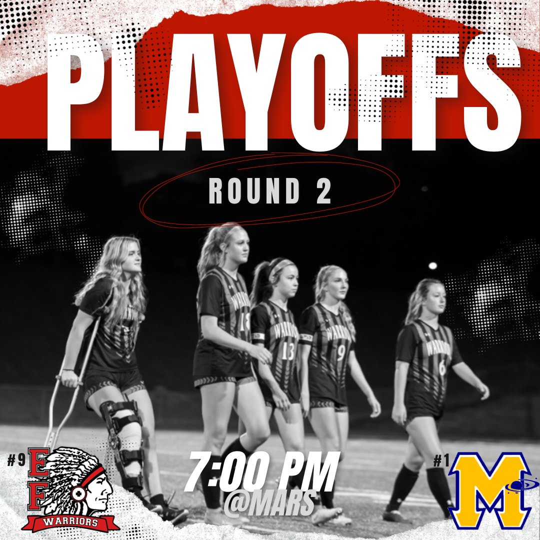 🔴⚫️⚽️Quarter Finals ⚽️️⚫️🔴
📍Mars Area High School  ⏰7pm
🎟Tickets available online: gofan.co/WPIAL // Students: $5, Adults: $7 // All tickets at gate are $7