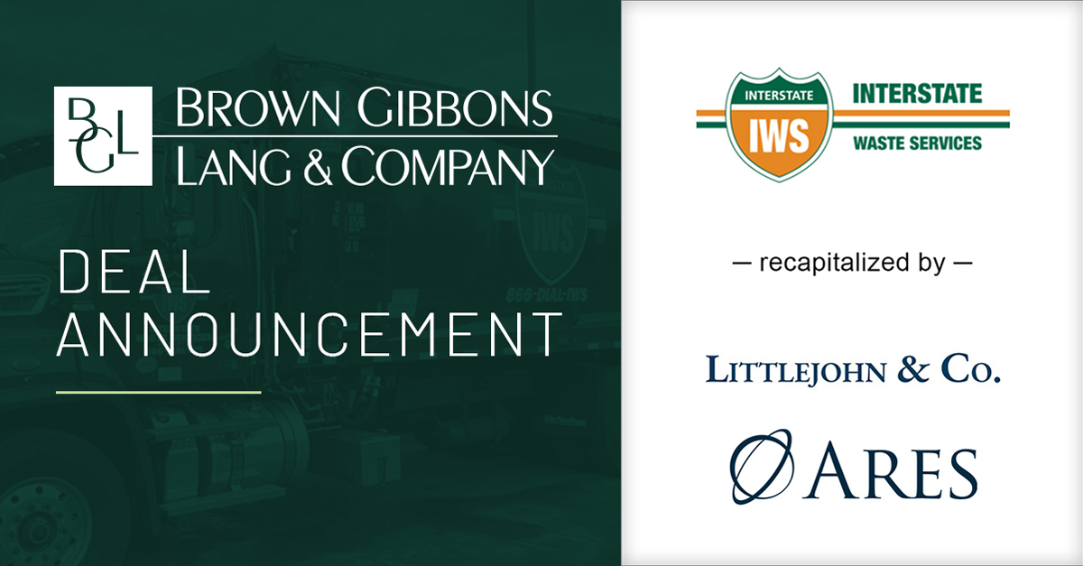 BGL is pleased to announce the recapitalization of @InterstateWaste by Littlejohn & Co. and Ares. Read our full press release here: bit.ly/bglInterstateW… #InvestmentBanking #MergersAndAcquisitions #EnvironmentalServices