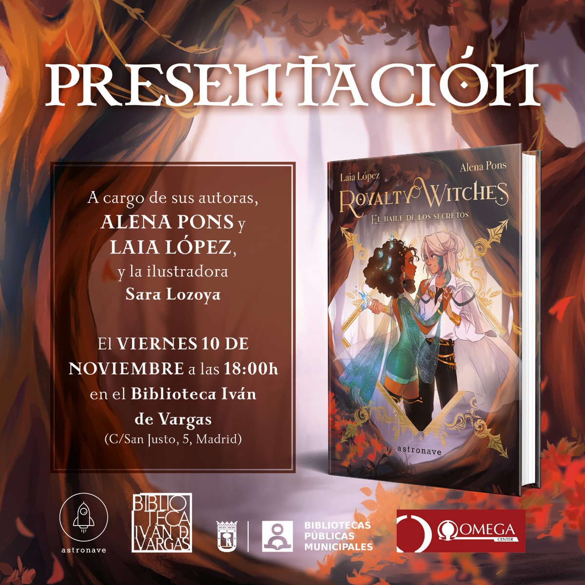 ✍️ El viernes 10 de noviembre a las 18:00h, en colaboración con la Biblioteca Iván de Vargas, estarán con nosotrxs Laia López y Alena Pons presentando "ROYALTY WITCHES 2".

👉 Reserva tu ejemplar dedicado en nuestra web: mtr.cool/nrcxovztre