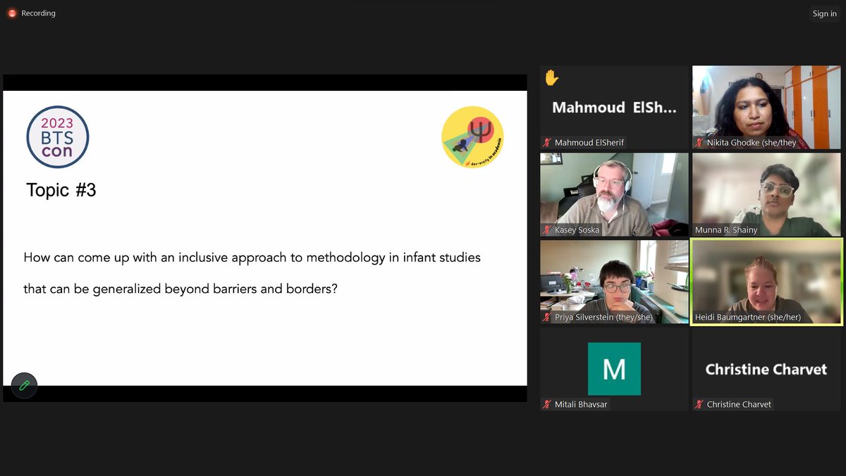 📃 Jumped right into the next session on agenda - Hackathon Session which was amazingly fun and interactive 🎉
Thank you so much <a href="/priyasilverst/">Dr. Priya Silverstein</a> and <a href="/hbaum/">🐝</a> and so many others that contributed - we will be in touch! 

📸 Cool peeps in #openscience + #infantstudies picture 🌻