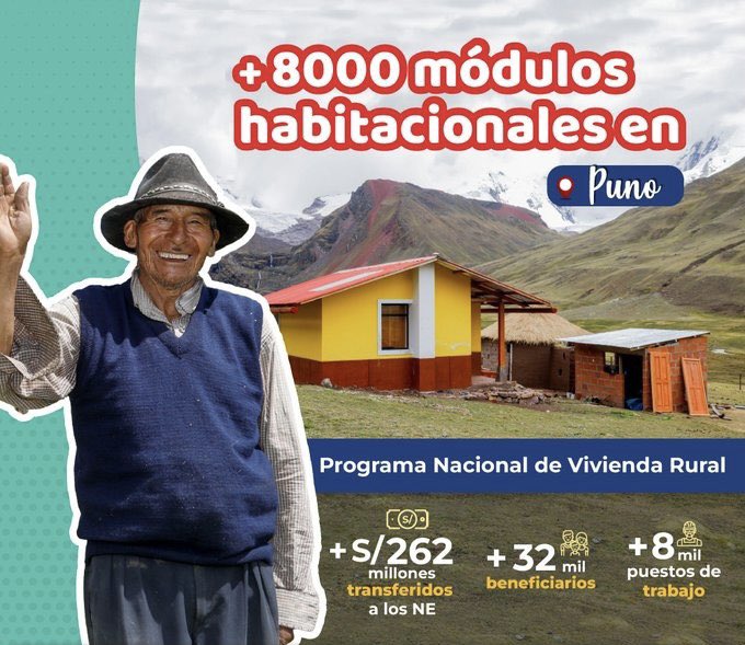 🔴Casas bioclimáticas 
Gobierno entregará antes de fin de año más de 8,000 mil casitas bioclimáticas con el fin de beneficiar a más de 23 mil familias de las heladas en la región Puno.