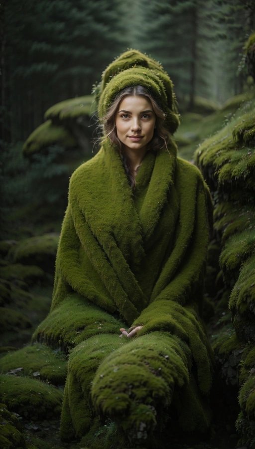 🌿👗 Embrace nature's attire: Woman in moss clothes. A harmonious blend of elegance and Earth. 🌱✨ #NatureFashion #GreenElegance #aiart #art #ai #digitalart #generativeart #aiartcommunity #abstractart #aiartists #neuralart #aiartist #modernart #neuralnetworks #neuralnetworkart