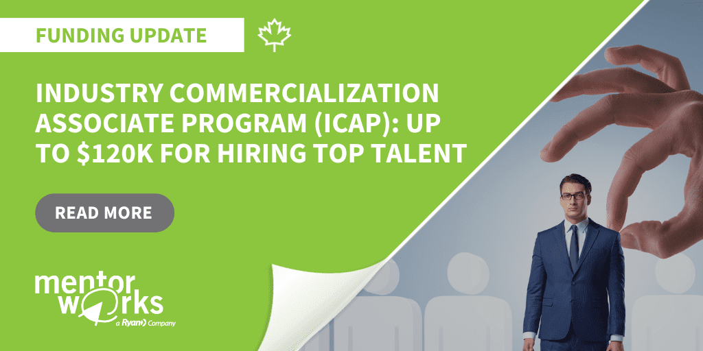 Via the Industry Commercialization Associate Program (ICAP), eligible #applicants can receive up to 75% to a maximum of $120,000 in #grant #funding towards an #associate employee’s #salary per year for up to two years. Learn more: hubs.li/Q025_crt0
