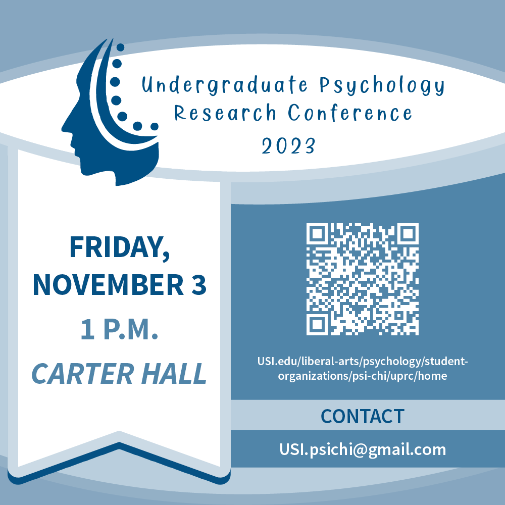 Join us for our Psychology Department's 1st Undergraduate Psychology Research Conference on Friday, November 3 at 1 p.m. in Carter Hall! Hear from our students about their research on topics that spark their interest.