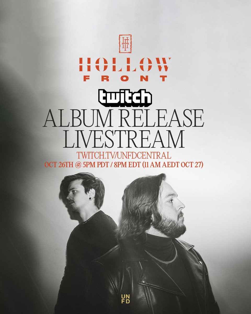 Would you like to experience our new album with us, before it releases on Friday? We’ll be hosting an album release livestream on Twitch TOMORROW (10/26) at 5pm PDT/8PM EDT.  Come hang! We’ll be listening to the full album and answering questions!

📺🔗: twitch.tv/unfdcentral