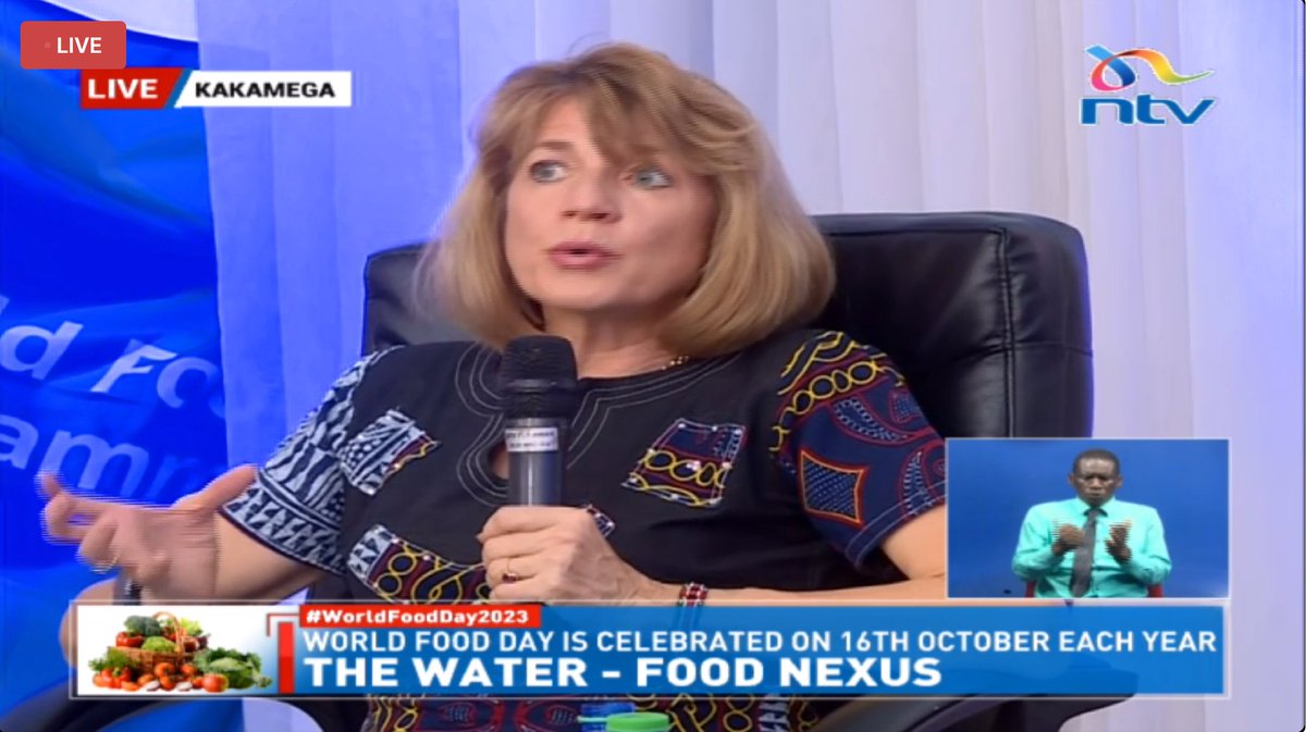 WFP_Kenya's tweet photo. Happening now live on @ntvkenya!

“🚰Water management is critical for food security – WFP is repairing water pans, clearing canals, providing solar technologies to have water reach as many people as possible for as long as possible.”

@LaurenLandis1
#WorldFoodDay2023 https://t.co/K4Mj3RvjlJ
