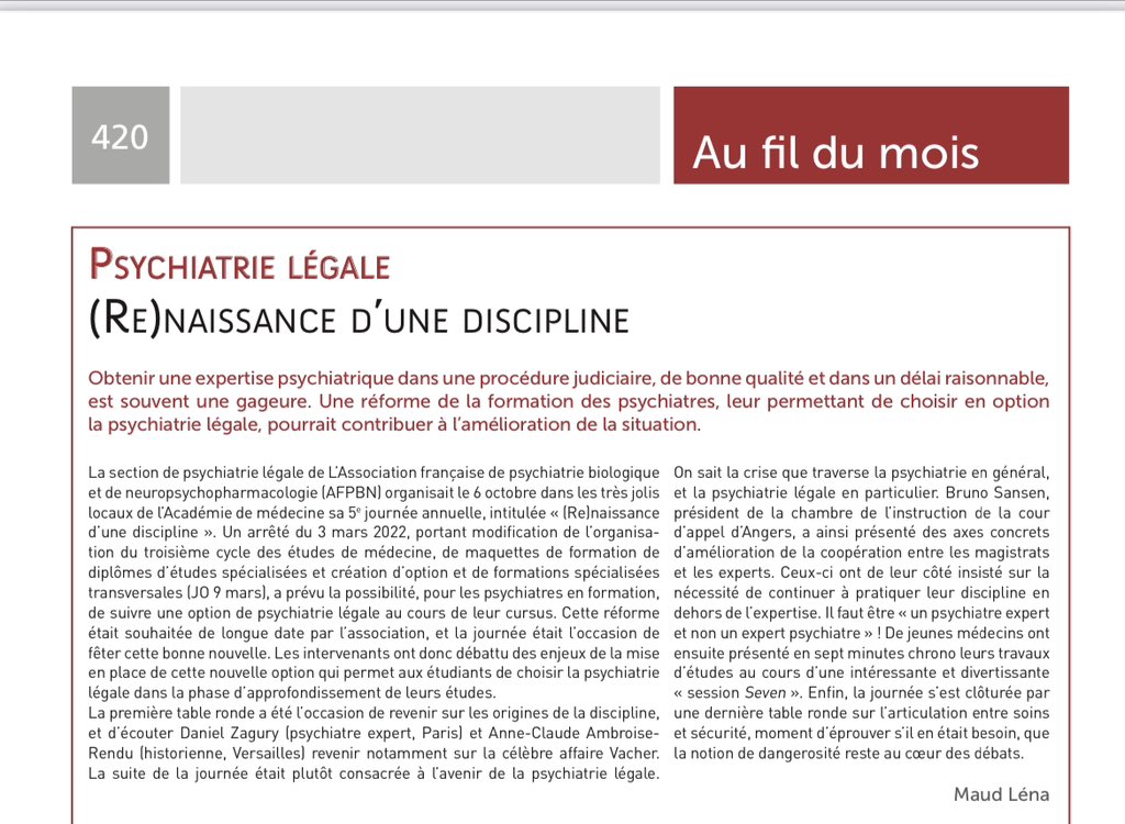 Nidal Nabhan Abou (@nidalnabhan) on Twitter photo « En bref » dans l Aj pénales par <a href="/LENAMaud/">Maud LENA</a> sur l’option psychiatrie légale. Merci
<a href="/ManuelOrsat/">Manuel Orsat</a> <a href="/CNUP_FR/">CNUP</a> <a href="/AFFEPtweet/">AFFEP</a> <a href="/glonliberte/">Catherine Glon</a> @LacambreMathieu <a href="/CordierCaroline/">Caroline Cordier</a> <a href="/duparc_caroline/">Caroline Duparc</a> <a href="/Anthropolegiste/">Psycholégiste ⚖️🧠</a> <a href="/JeanHiquet/">Jean Hiquet</a> « En bref » dans l Aj pénales par <a href="/LENAMaud/">Maud LENA</a> sur l’option psychiatrie légale. Merci
<a href="/ManuelOrsat/">Manuel Orsat</a> <a href="/CNUP_FR/">CNUP</a> <a href="/AFFEPtweet/">AFFEP</a> <a href="/glonliberte/">Catherine Glon</a> @LacambreMathieu <a href="/CordierCaroline/">Caroline Cordier</a> <a href="/duparc_caroline/">Caroline Duparc</a> <a href="/Anthropolegiste/">Psycholégiste ⚖️🧠</a> <a href="/JeanHiquet/">Jean Hiquet</a>
