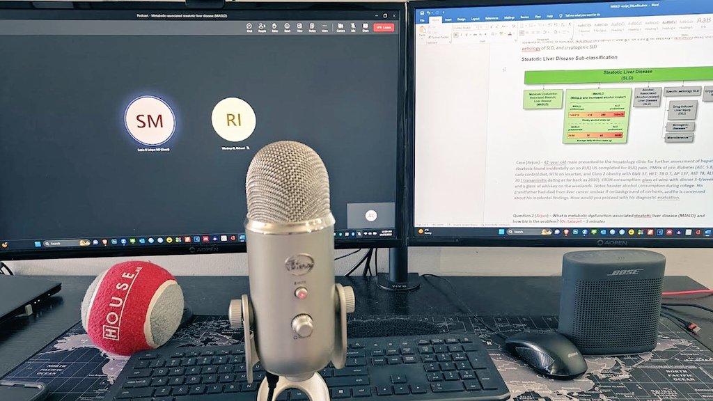 Chatterjee_MD's tweet photo. RecordIng Ep3🎤 #MedicineGrandRounders podcast with former @CCF_IMCHIEFS grad hepatology staff @SNLaiqueMD on the Metabolic dysfunction associated steatotic liver disease 🔥

🌟Nomenclature change 🚫#NALFD ⏩ #MASLD
🌟Dx 🔎, Management, 💊, and future 📍 
#ccfgifellows #gitwitter https://t.co/2ip3FhsquH