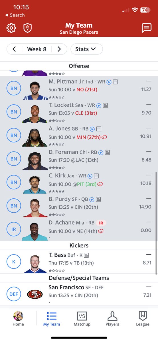 austingatan's tweet photo. @YahooFantasy 10 team league, second highest in points but sitting at 2-5… https://t.co/FnDRmTVr8B