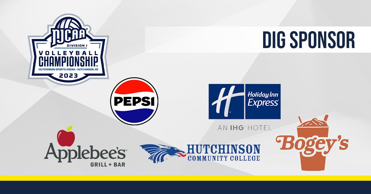 Thank you to our Dig Level sponsors! #NJCAAVolleyball

<a href="/Applebees/">Applebee's Grill + Bar</a> 
<a href="/pepsi/">Pepsi</a> 
<a href="/HutchCCNews/">Hutchinson Community College</a> 
Holiday Inn Express Hutchinson
<a href="/Bogeysofhutch/">Bogeys of Hutchinson</a>