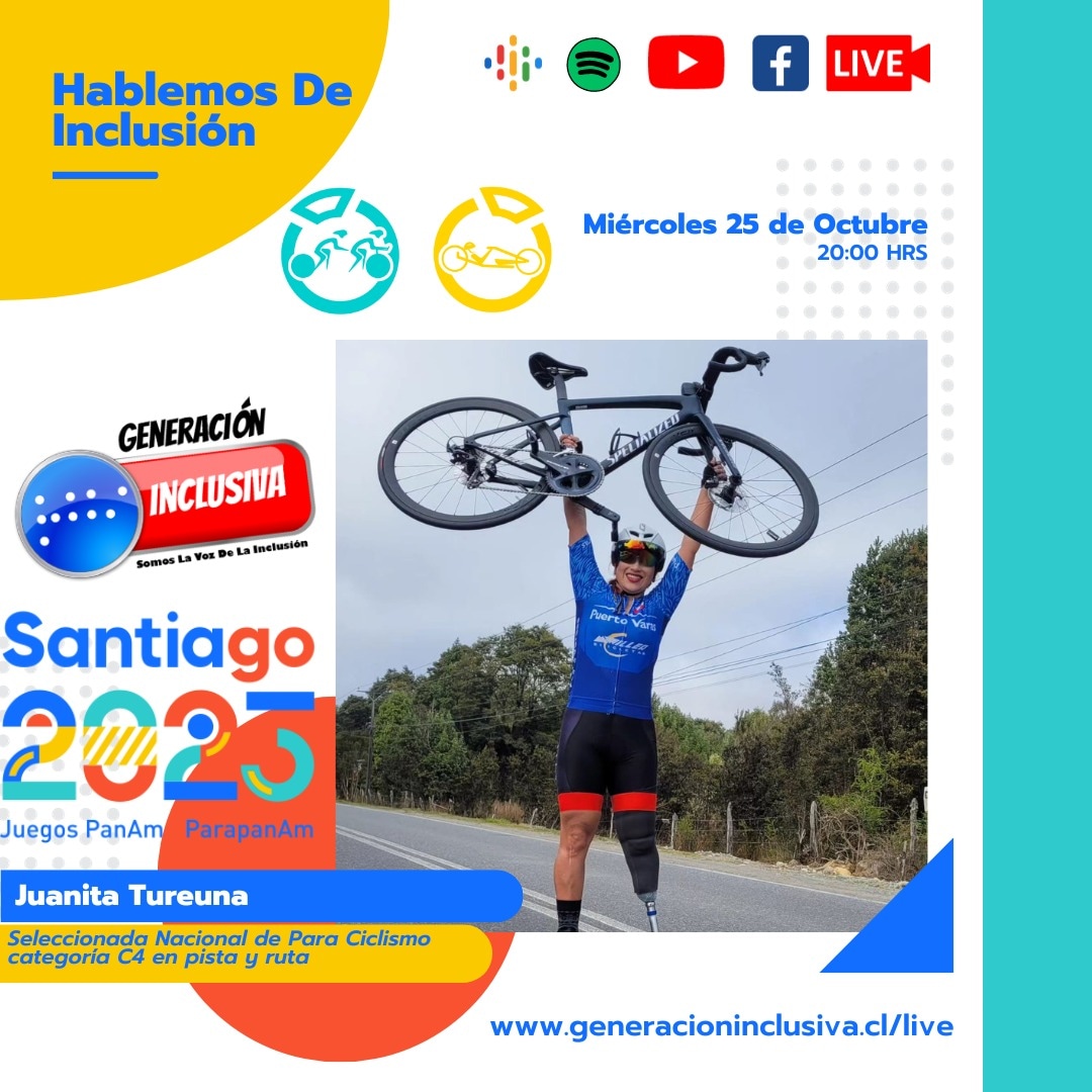 Hola !! Queremos informar que nuestra radio, tendrá una visita de lujo!
En el marco los juegos panamericanos y próximos parapanamericanos
Nos acompañará nuestra destacada deportista.... Juanita Tureuna 🚴🚴‍♀️ 🦿