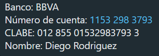 🚨hola, necesitamos su ayuda!🚨
la cirugía del papá de un amigo depende de poder recaudar $92,000 para insumos lo antes posible 
si pueden depositar a:
Banco: BBVA
Número de cuenta: 1153 298 3793
CLABE: 012 855 01532983793 3
Nombre: Diego Rodriguez
si no, ayuda mucho la difusión
