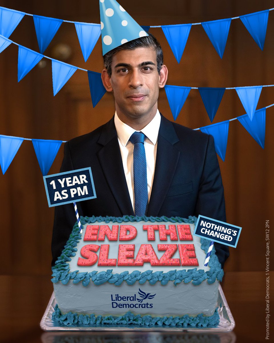 LibDems's tweet image. It's been a year since Rishi Sunak promised to bring back stability and integrity to politics, yet since then it's been one Conservative scandal after another. 🤦🏻‍♂️

Check out 5️⃣ ways Rishi failed to act with the integrity he promised ⬇️
