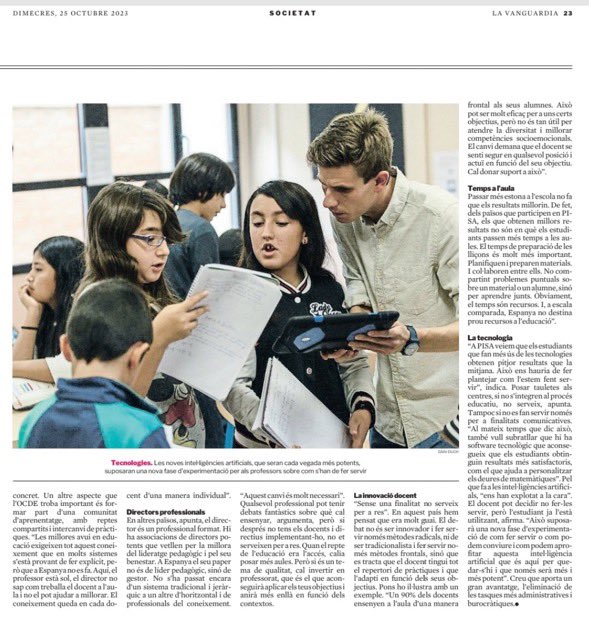 "En altres països el director és un professional format. Hi ha associacions de directors potens que vetllen per la millora del lideratge pedagògic i pel seu benestar. A Espanya el seu paper no és de líder pedagògic sinó de gestor" <a href="/aponsv/">Anna Pons</a> <a href="/OECDEduSkills/">OECD Education</a> Gràcies pel recull! <a href="/cfdeh/">Carina Farreras</a>