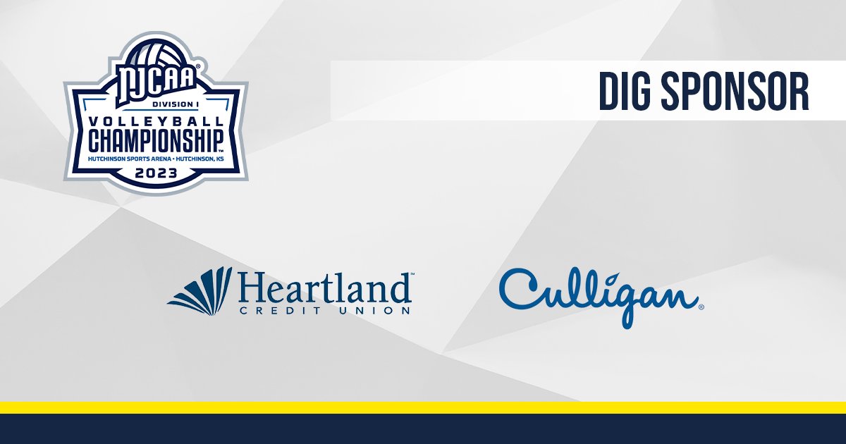 Thank you to our Dig Level sponsors, Heartland Credit Union and @heyculligan ! #NJCAAVolleyball