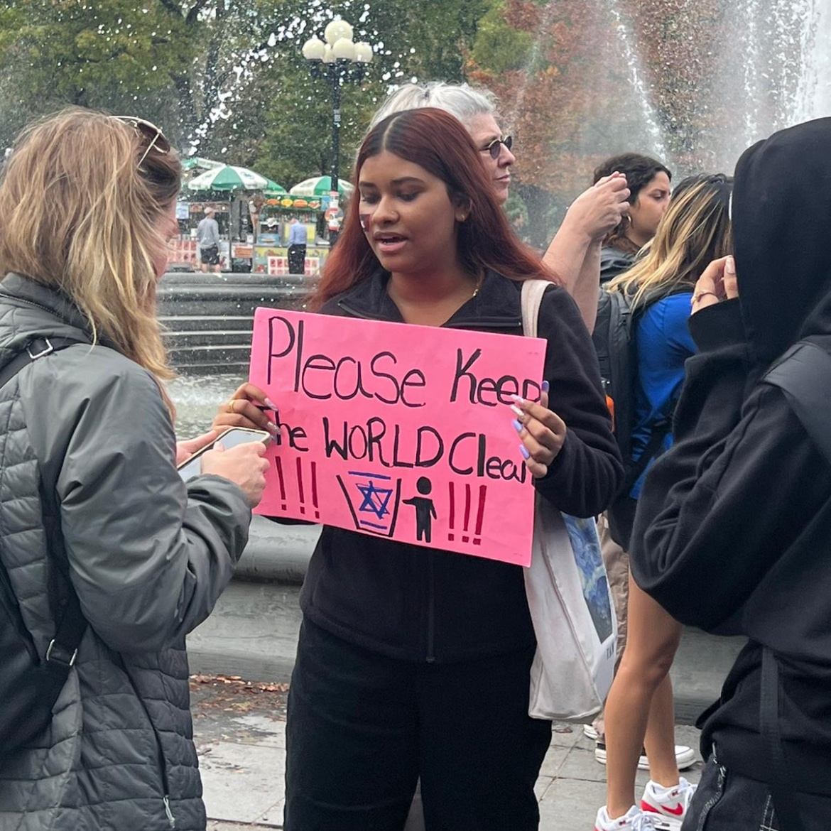 StopAntisemites's tweet image. NYU happening now - students are spotted holding up a Nazi era antisemitic signs wanting to rid the world of the Jews.

We have no words.