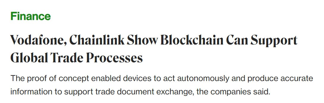 .<a href="/chainlink/">Chainlink</a> has begun working with Vodafone, one of the world's largest telecom operators, to address logistics challenges.

coindesk.com/business/2023/…