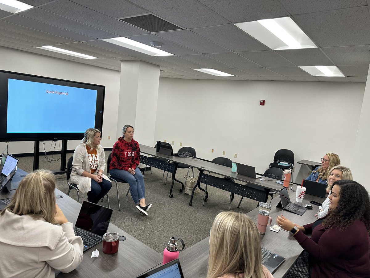 k_curriculum's tweet photo. First kindergarten team meeting.  Some fun with ‘heads up’ and literacy concepts! @SchoolsTroy @chrispiper_ohio https://t.co/3GZj12OYGT