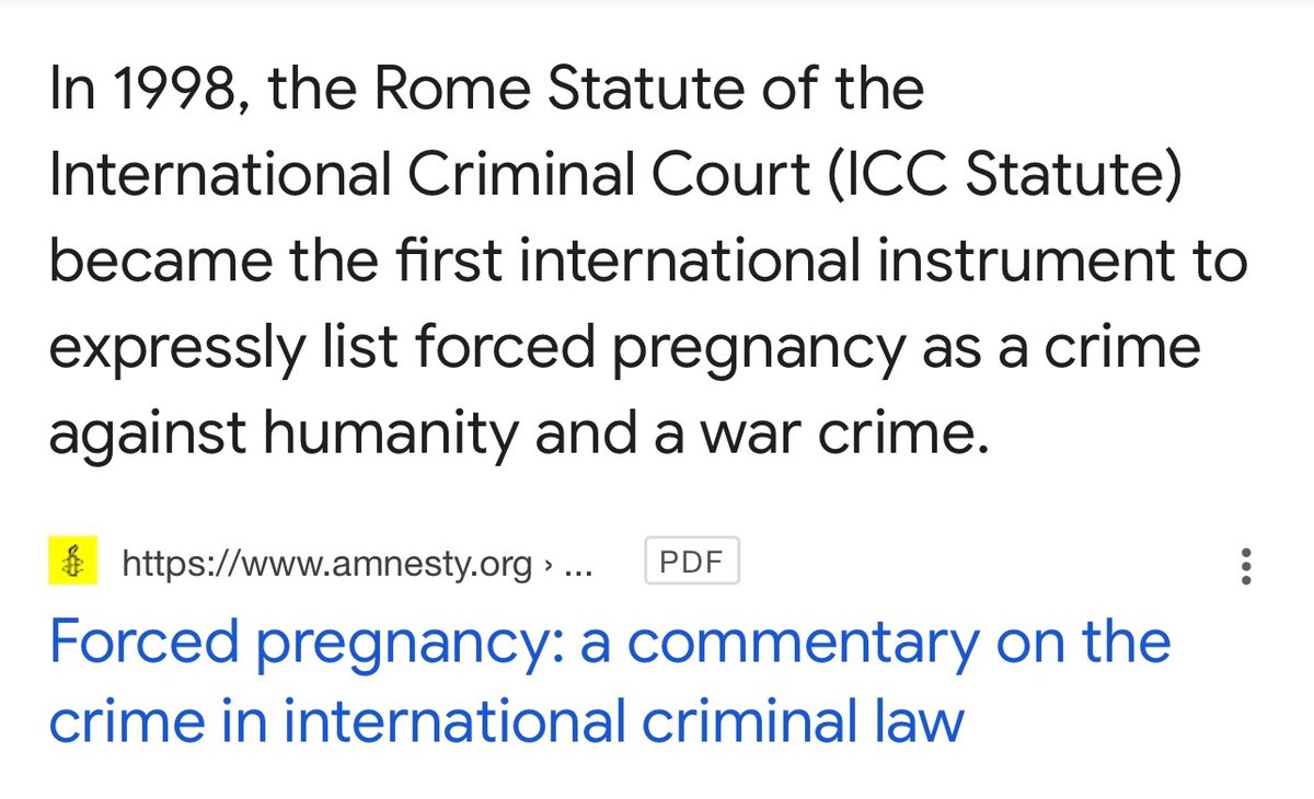 @TheSWPrincess #ForcedPregnancy is *Internationally Recognized* as a  

*Crime Against Humanity* ~ and a ~ *War Crime*