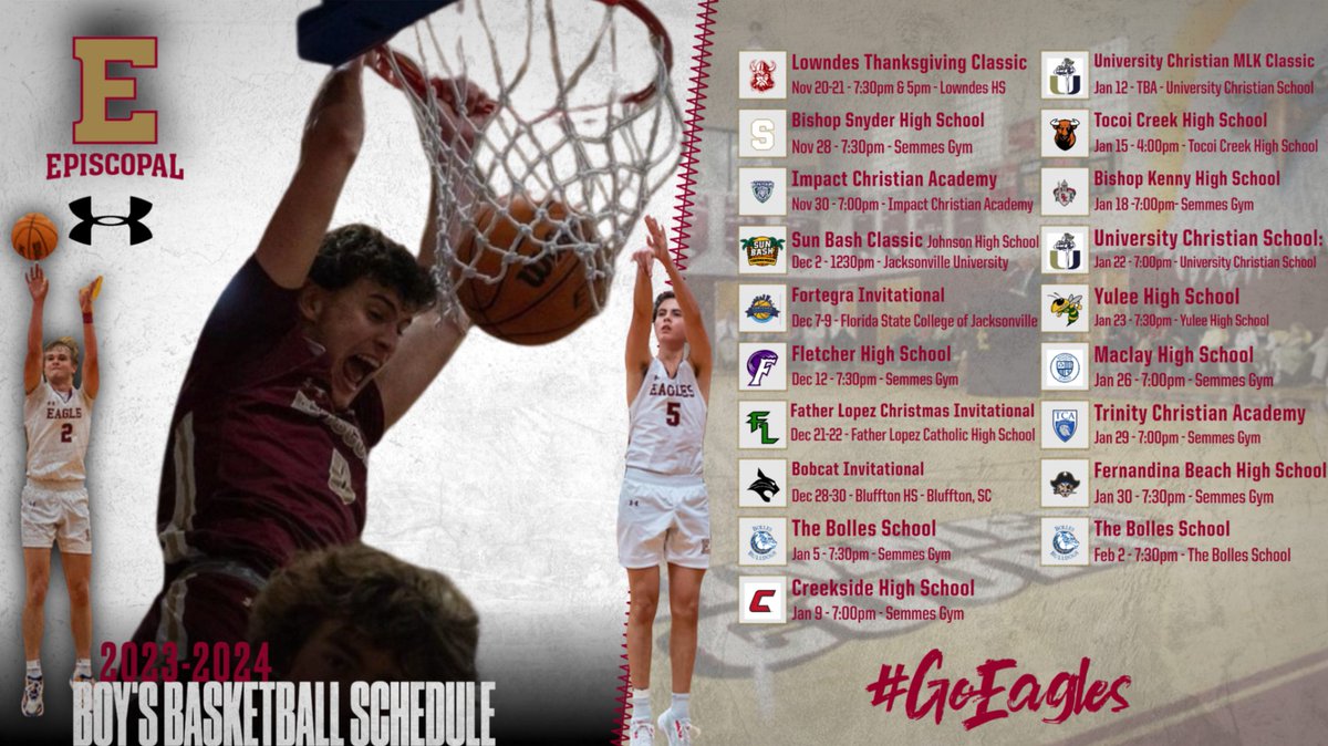 The 2023-2024 Boy's Basketball Schedule is here, be sure to see them in action!!

Go Eagles!!