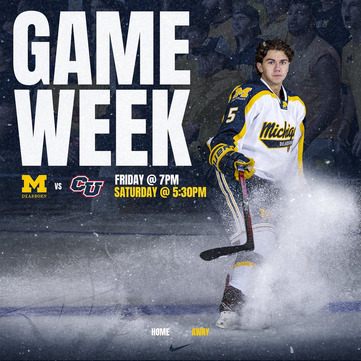 UMDearbornHky's tweet photo. We’ve got some more wolverine hockey this weekend after last weeks biweek!
#bornBLUE / Graphic by: @livingitdigital https://t.co/VAbaBtbL5w