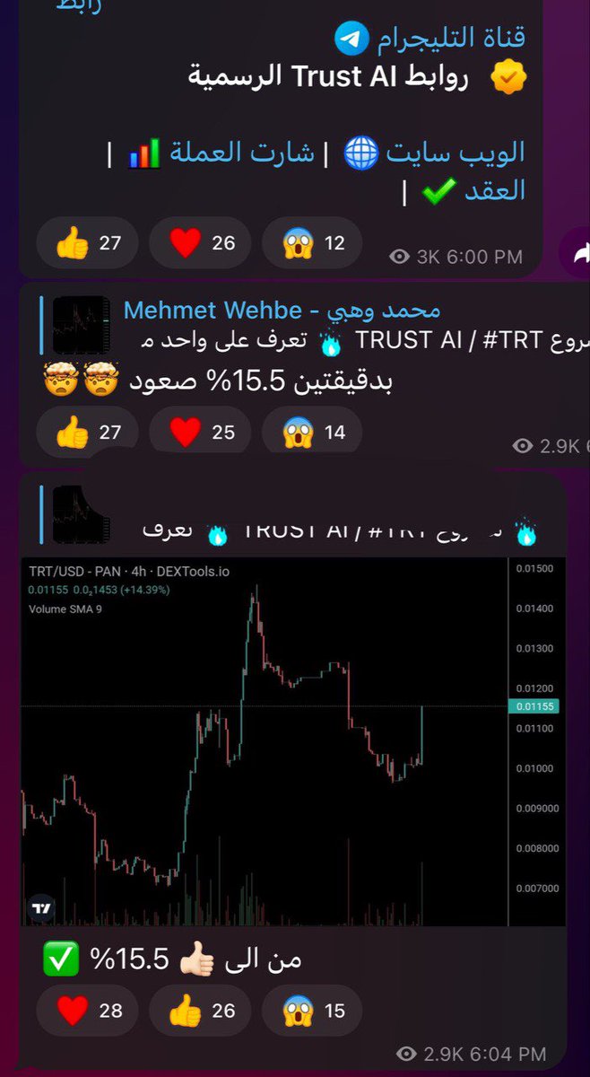 ديرو بالكم عمله TRT ) Trust AI نصب ) 

العمله نصب  اصحابها بي يجمعو سيوله من الناس و حيتم سحب كامل المبلغ 

#ScamAlert  #scammer