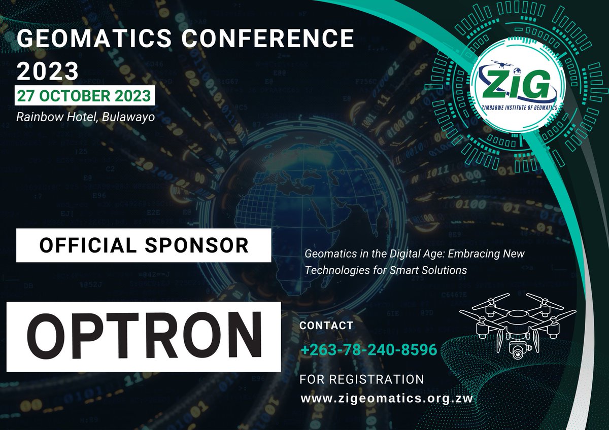 ZimGeoIns's tweet photo. #OptronSA is our official sponsor for the Geomatics Conference scheduled to be held in Bulawayo, Zimbabwe this week.
Registration is still open - https://t.co/GaHusY9Ft7
Grab those last-minute tickets to attend.
#GeomaticsConference #Zimbabwe https://t.co/OhNuCeVRnO