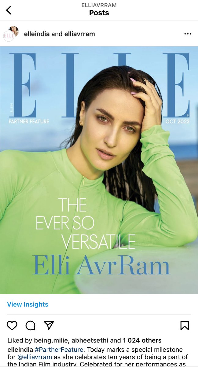 ElliAvrRam's tweet photo. Celebrating 10 years in the Indian Film Industry today❤️ Thank you @ELLEINDIA for having me on your digital cover. Lots of love to everyone who’s been with me and supported me since day one🙏 #Gratitude forever. https://t.co/0uOaE19cx1