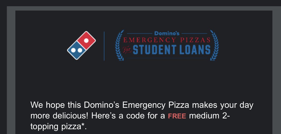 Did Dominoes just copy Pizza Hut⁉️

FREE Dominoes Medium 2 topping Pizzas codes 🍕dropped and I have over 100+ to giveaway 

Like, comment, and retweet. First 100 will receive a DM 💨