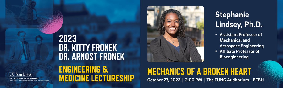 Announcing this year's <a href="/ucsdbe/">UC San Diego Bioengineering</a> Fronek Lecture: Dr. Stephanie Lindsey (<a href="/cardio_femme/">Prof. Stephanie Lindsey</a>) from <a href="/ucsd_mae/">UCSD Mechanical and Aerospace Engineering</a>! Amazing talk this Friday, 2pm PST, Fung Auditorium.