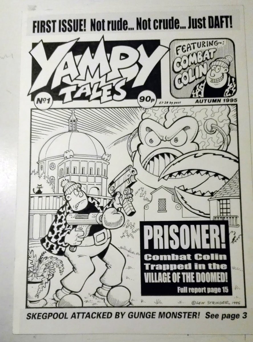 lewstringer's tweet photo. My original cover art for the first solo Combat Colin comic (1995), - and it could be yours! Here's the listing... https://t.co/6wLySIgAVp #ComicArt #ThePrisoner #Portmeirion #CombatColin https://t.co/d6U0ttkwhD
