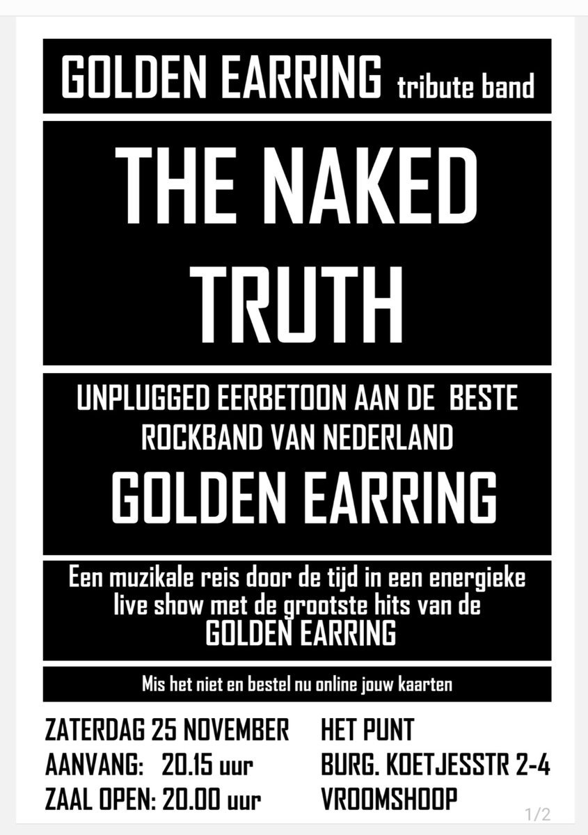25 november The Naked Truth live <a href="/theaterhetpunt/">Theater Het Punt</a> 

#TheNakedTruth #GoldenEarring #tribute #theater #live #livemuziek #RadarLove