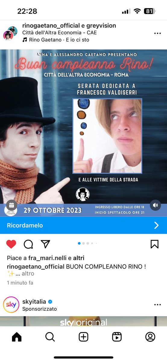 Ciao Rino! Fra ti sarebbe piaciuto, così come tu piacevi a Fra nei nostri viaggi verso casa di nonno