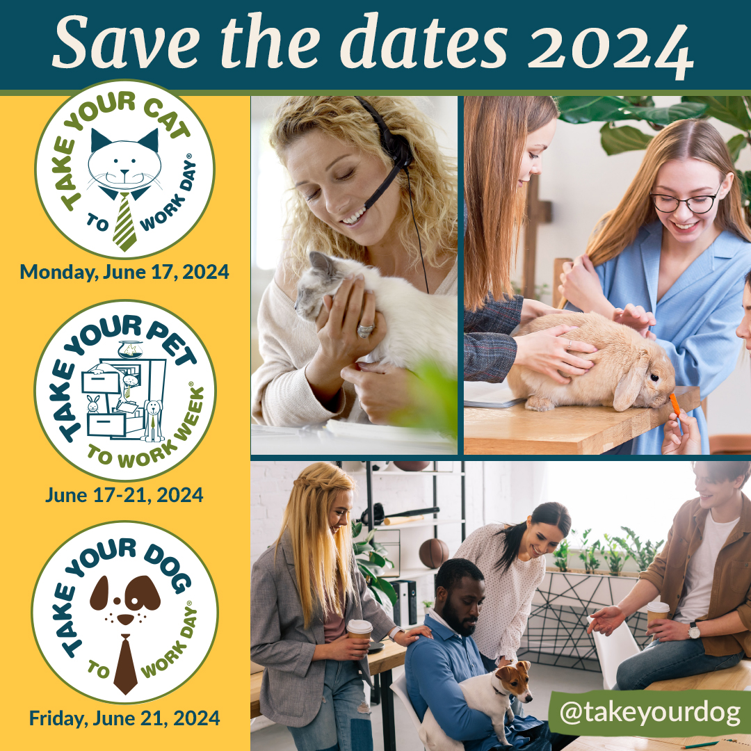 7 months to go until @petsittersintl's 2024 #TakeYourDogToWorkDay, #TakeYourCatToWorkDay and #TakeYourPetToWorkWeek! Visit takeyourdog.com to learn more.