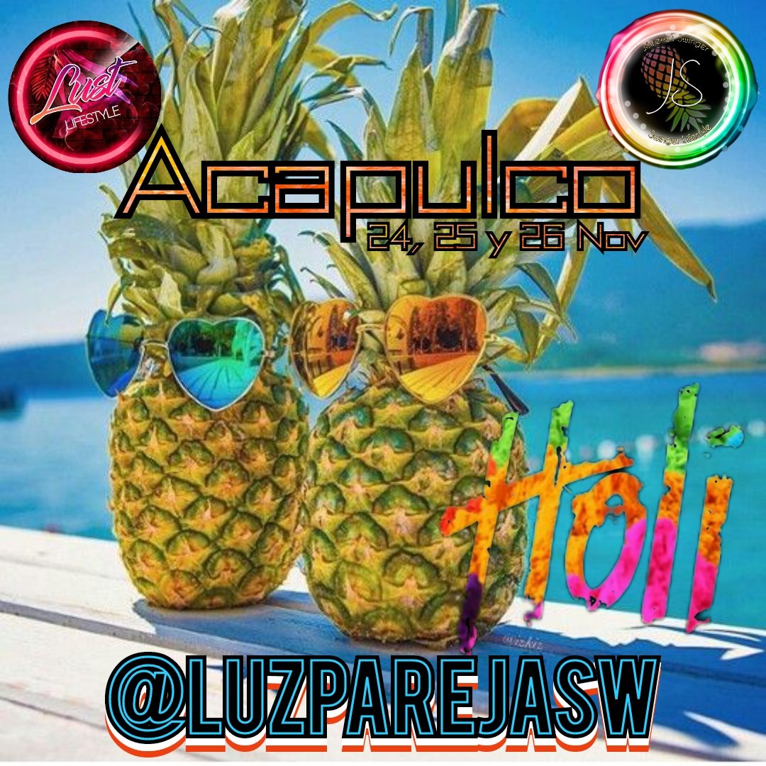 Youthswcdmx's tweet photo. Bienvenidos al 1° festival swinger de música electrónica en Acapulco, donde vamos a disfrutar de playa, alberca y musica 

La experiencia que llevara tus sentidos a otro nivel @Holiswfest  #ElectronicaSw

@LuzParejaSW
@ Gerardo y Lidia 

24, 25 y 26 de Noviembre https://t.co/HXvJ9zjeMU