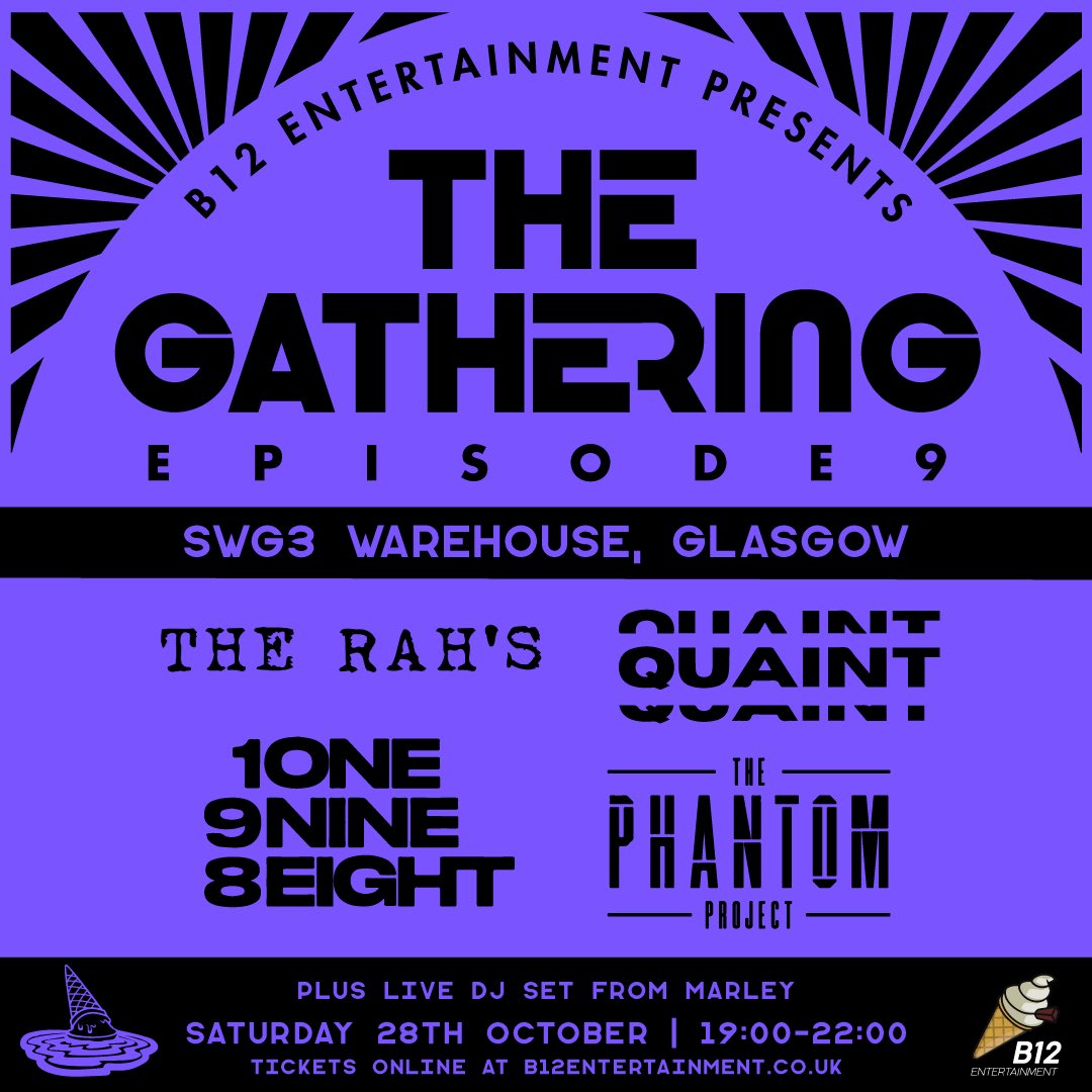 The Rah's (@therahsmusic) on Twitter photo GLASGOW π’
Saturday we play at The Gathering Episode 9.
<a href="/B12Ent_/">B12 Entertainment</a>
Alongside <a href="/_phantomproject/">The Phantom Project</a> <a href="/quaintband/">quaint</a> & <a href="/198band/">One Nine Eight</a>
Grab tickets from link below
tickettailor.com/events/b12enteβ¦
See you then π¦
πΈ@rhona_murphy GLASGOW π’
Saturday we play at The Gathering Episode 9.
<a href="/B12Ent_/">B12 Entertainment</a>
Alongside <a href="/_phantomproject/">The Phantom Project</a> <a href="/quaintband/">quaint</a> & <a href="/198band/">One Nine Eight</a>
Grab tickets from link below
tickettailor.com/events/b12enteβ¦
See you then π¦
πΈ@rhona_murphy