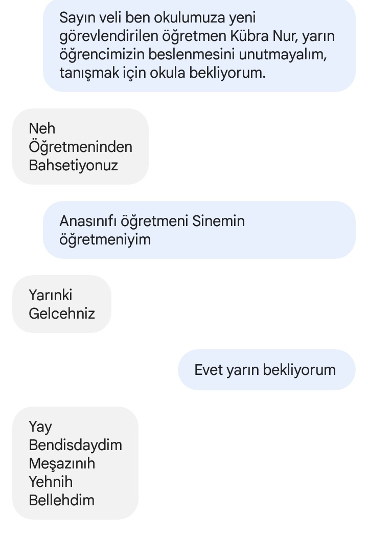 Aynen canım veli toplantısı falan ya