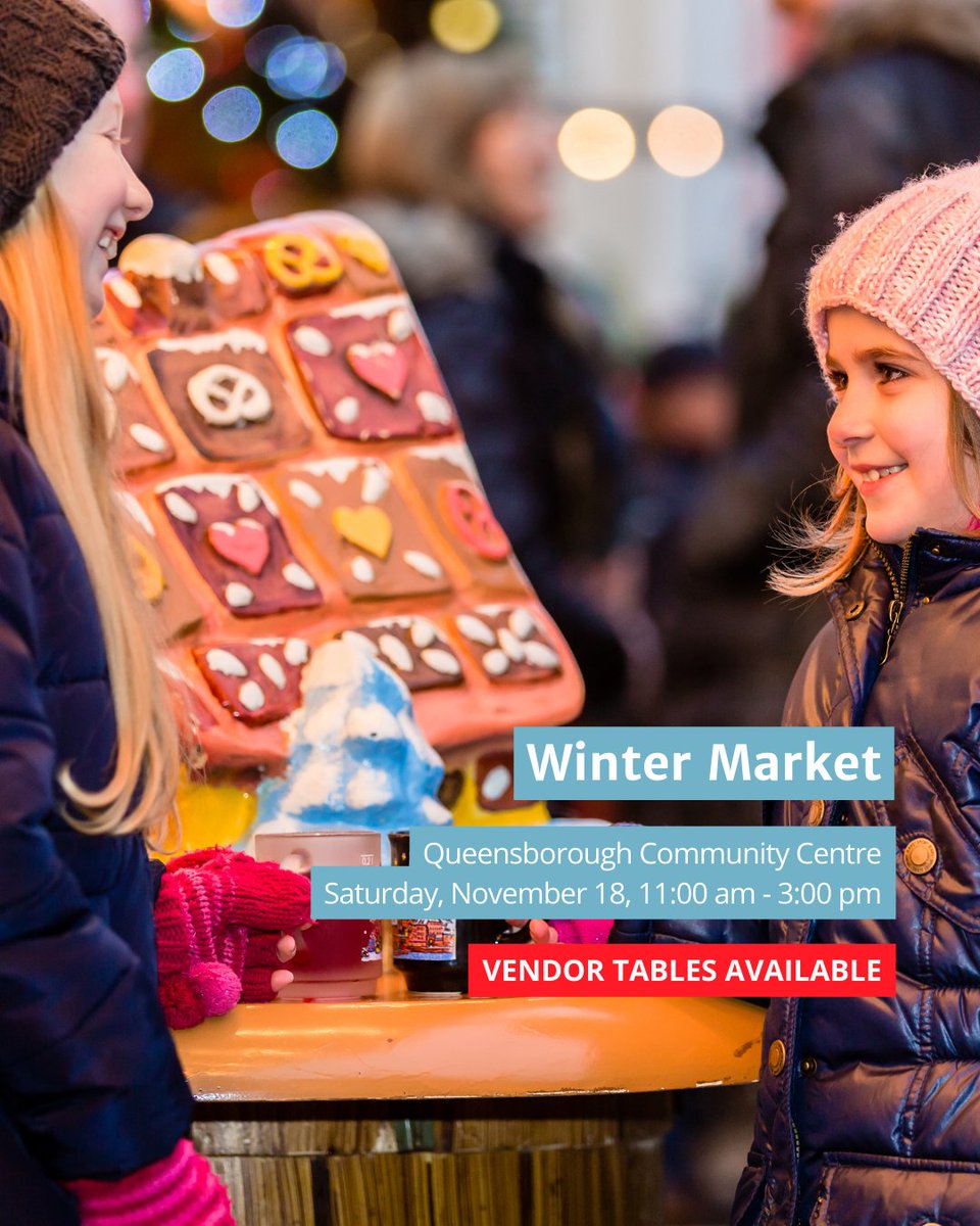 Hobbyists and retailers selling seasonal gifts are encouraged to book a table for the Winter Market, Saturday, November 18, 11:00 am - 3:00 pm. One eight-foot table is included in the $20.00 fee. Vendor Registration: ow.ly/knmf50PZUX3