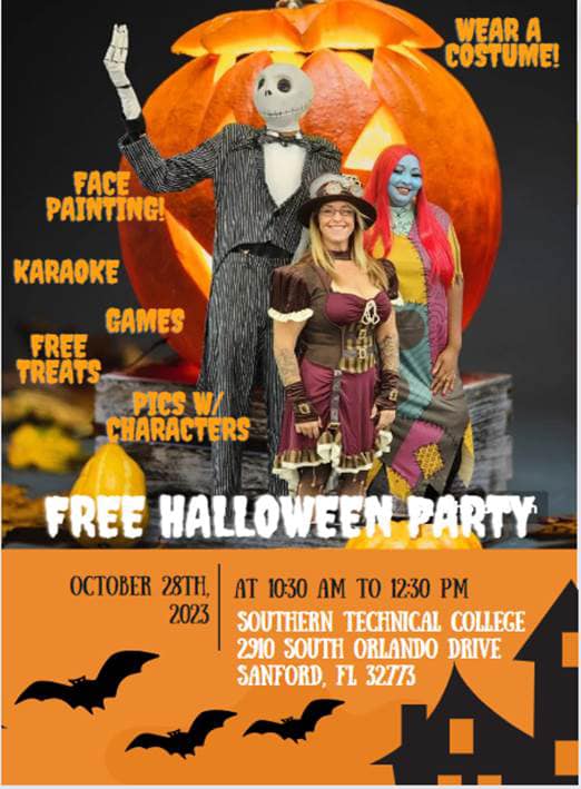 MySouthernTech's tweet photo. It’s that time of year! Our Annual Campus Halloween Extravaganza is coming up at the Sanford Campus! Hope to see you there #sanfordfl #sanfordflorida #lakemaryfl #trunkortreat #halloweenparty #altamontesprings #winterspring #delandflorida #oviedoflorida #oviedofl https://t.co/exC5v8VfCB