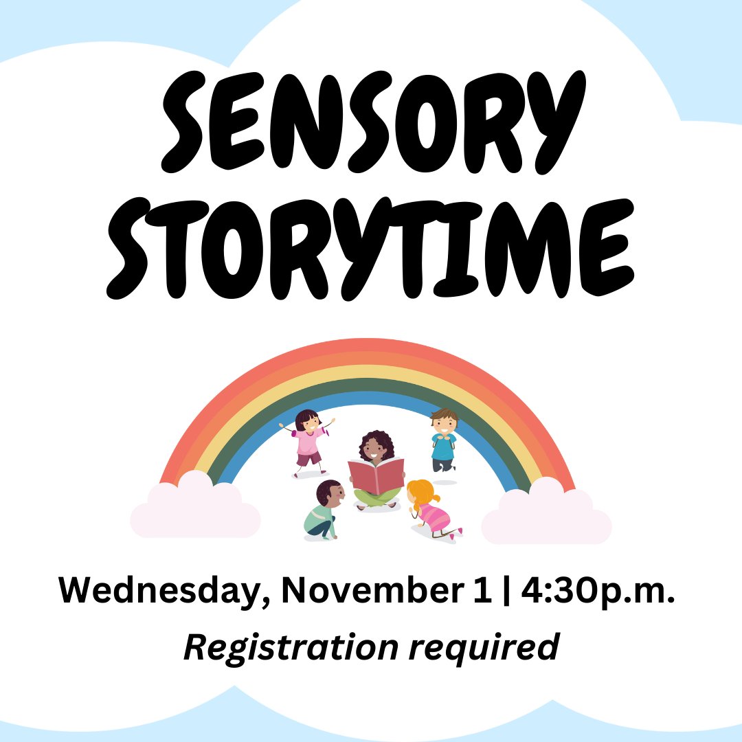 Join us Wednesday, November 1 at 4:30 p.m. in the Friends Room for Sensory Storytime! This is an inclusive storytime for children ages 3+ with autism or other sensory processing challenges.

Registration is required. To register, visit the Children’s Desk or call (626) 307-1358.