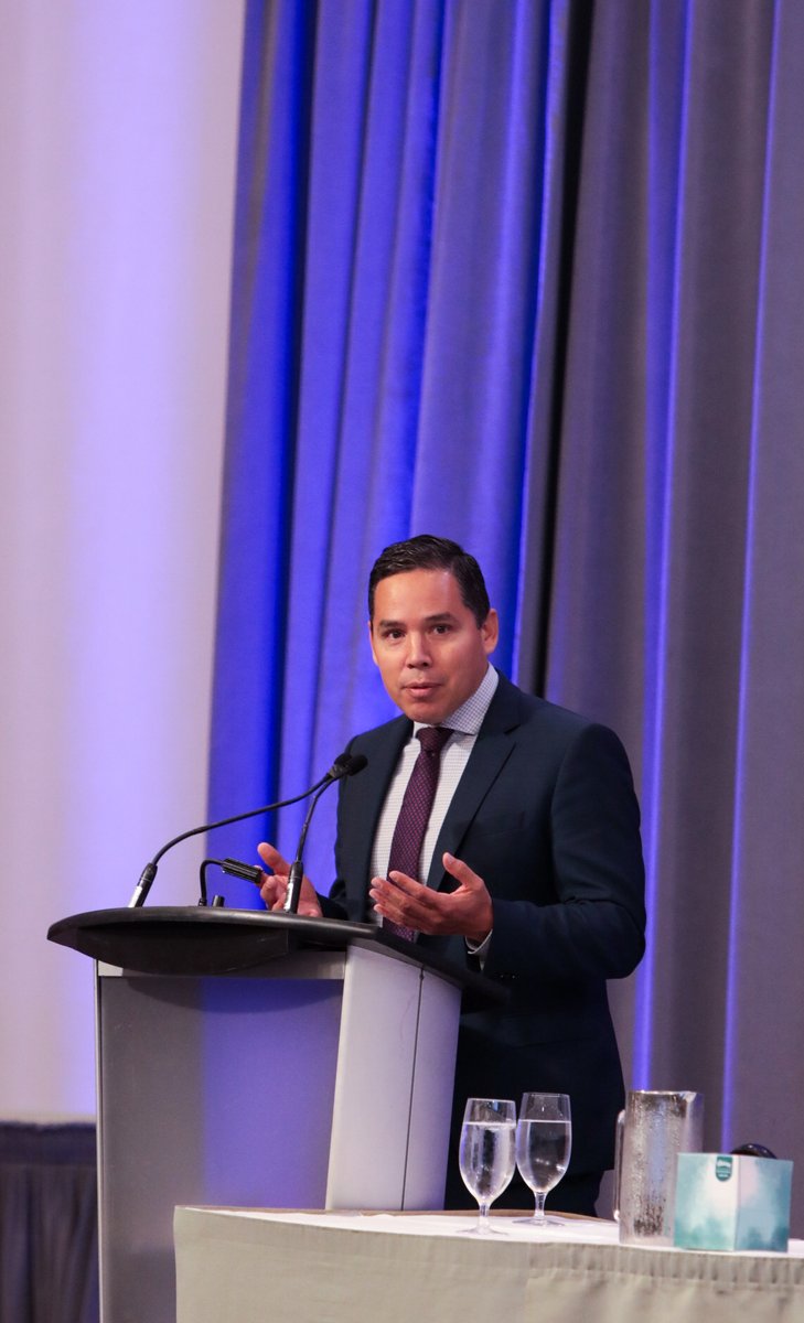 Natan Obed, President of @ITK_CanadaInuit, addresses the audience at the National Summit on Indigenous Mental Wellness. #IMWsummit23 #MentalHealth #IndigenousHealth