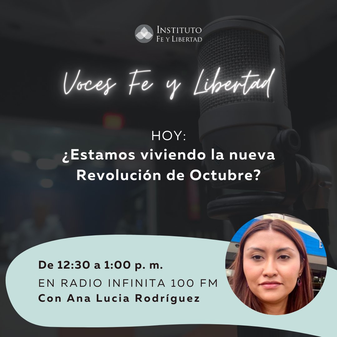 Nos vemos a las 12:30 en Radio Infinita 100.1 FM para conversar con Ana Lucía Rodríguez, sobre la coyuntura nacional y las posibles similitudes con la Revolución de octubre. 🤓

También puedes escucharlo aquí:

fb.watch/nV4DU3oM-7/