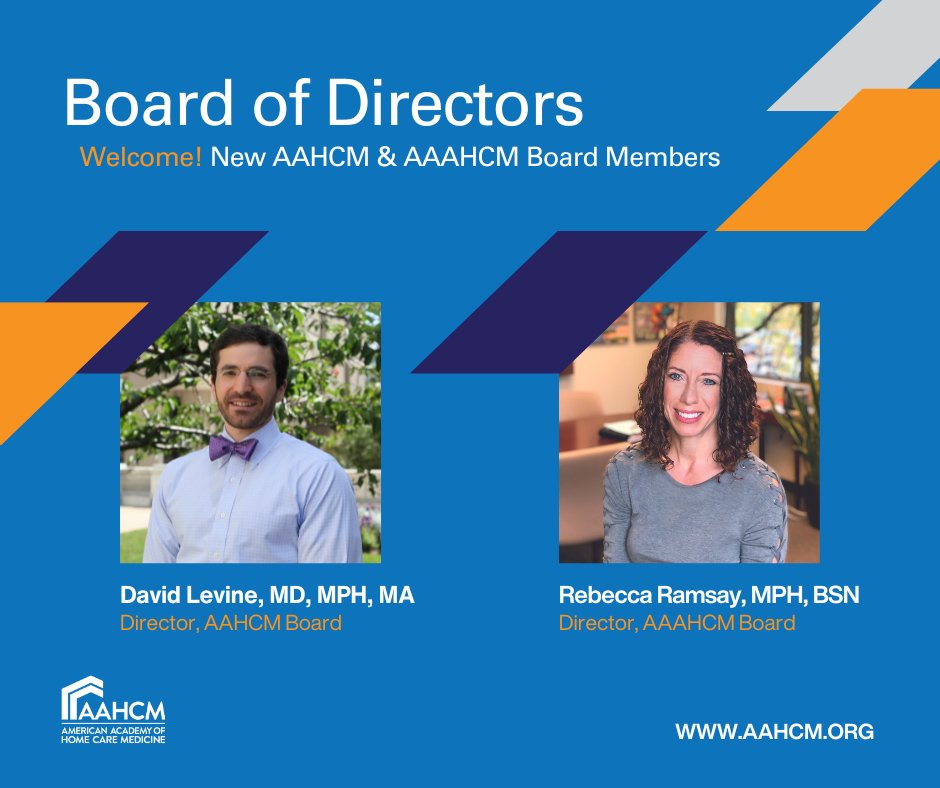 Welcome to our newest board members! Announced at the AAHCM Annual Meeting this month, David Levine and Rebecca Ramsay have joined the Academy leadership.