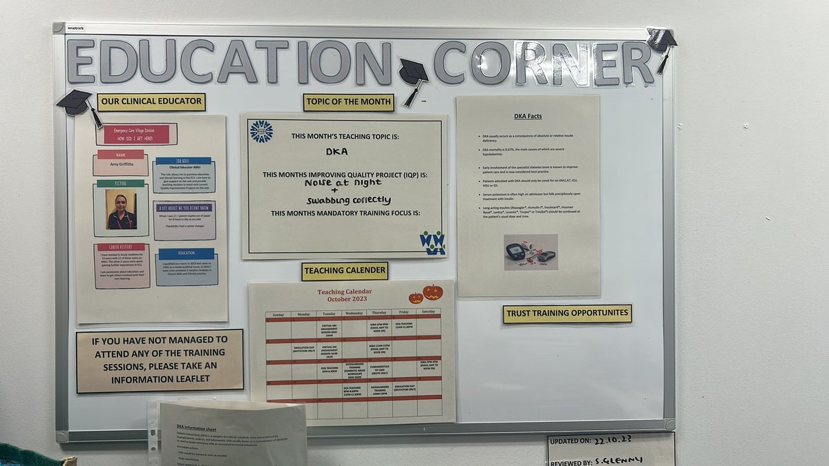 AMU_SDEC's tweet photo. ⭐️THIS MONTHS TEACHING TOPIC IS DKA⭐️

There’s teaching sessions, information handouts on the boards on AMU &amp; SDEC for those who can’t attend &amp; now a bitesize card for the team WhatsApp group! 

Our Clinical Educator wants to ensure she reaches EVERYONE! 🙌🏼 @Amygriffit88146 https://t.co/fJhALaeFRY