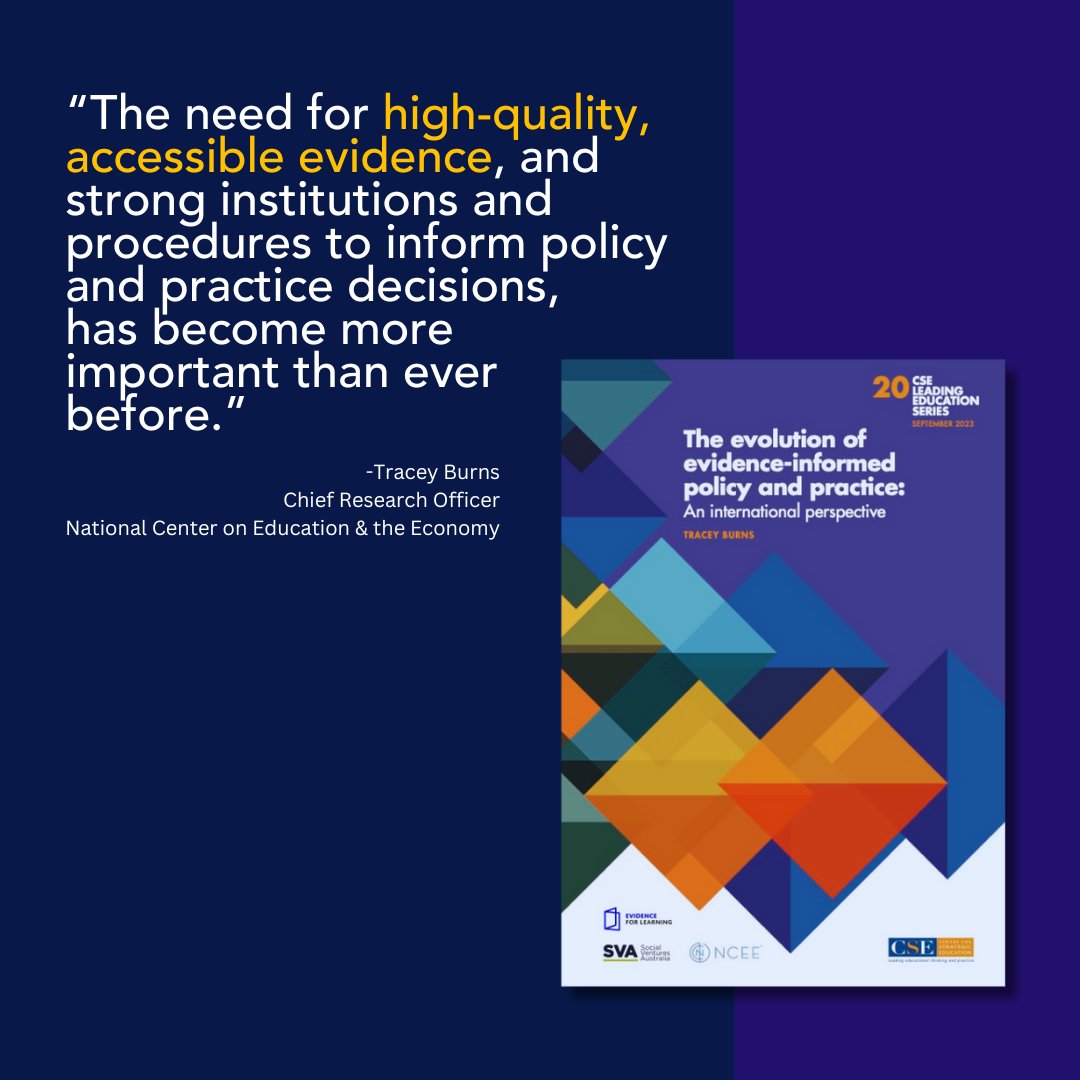 As we think about the future of learning &amp; work, there is a growing need for a cumulative knowledge base of quality #EdResearch to inform policy &amp; practice.

Download a new publication designed to spark discussion &amp; reflection on the growing importance of evidence in education.