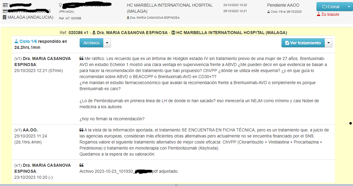 josemtrigo's tweet photo. Hoy de nuevo Bienzobas, ahora @atrys_health, vuelve a denegarnos un tratamiento, esta vez le ha tocado a una mujer de 27 años con linfoma de Hodgkin estadio IV CD30+. Lo mejor son las alternativas que nos proponen en 1ª línea. Leed, no tiene desperdicio. Roza la negligencia, no? https://t.co/ZPAlKHVZqh