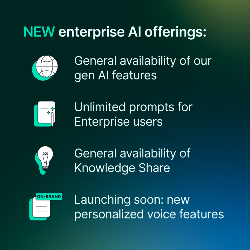 Superhuman's tweet photo. We could tell you that Grammarly is the leading AI writing partner for the enterprise. Or, we could show you. 👇