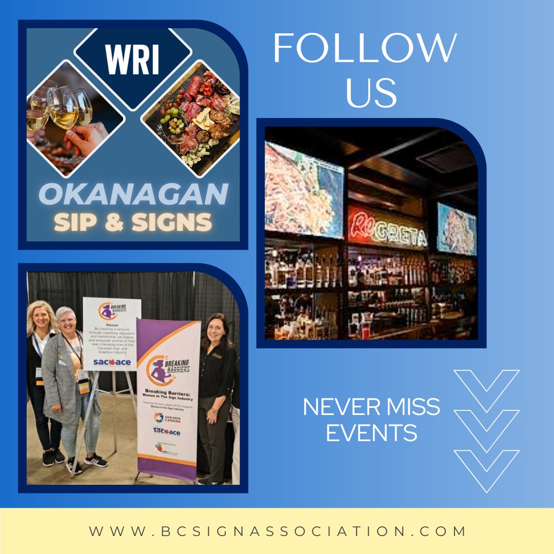 BC_Sign's tweet image. Follow along so you don’t miss out - it's time to unite! 🙌 With EPIC, you won't want to miss upcoming events, including the can't-miss Okanagan Sip &amp;amp; Signs on November 3rd, Award Gala, Golf Tournaments, Expos, etc.
 
Follow us on social media for event updates!