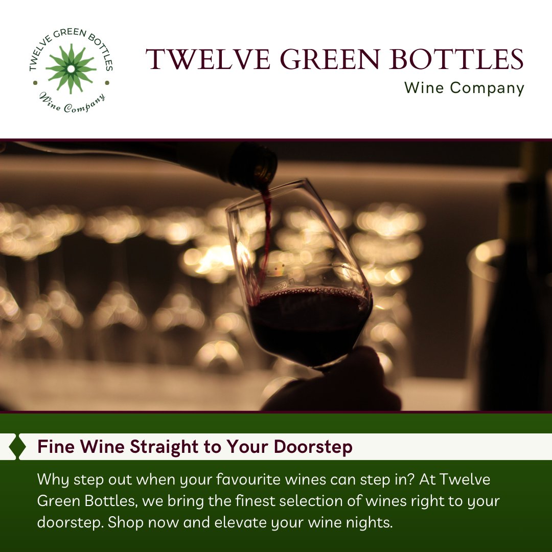Attention Wine Lovers 🍷 Why step out when your favourite wines can step in? At Twelve Green Bottles Wine, we bring the finest selection of wines right to your doorstep. Cheers to great wine, which is just a click away 🥂 🌐 twelvegreenbottleswine.co.uk
